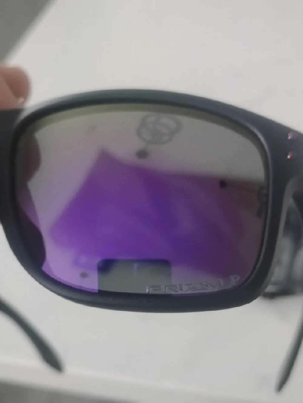 Oakley Black Frame Holbrook Sunglasses with Purple Mirror Lenses